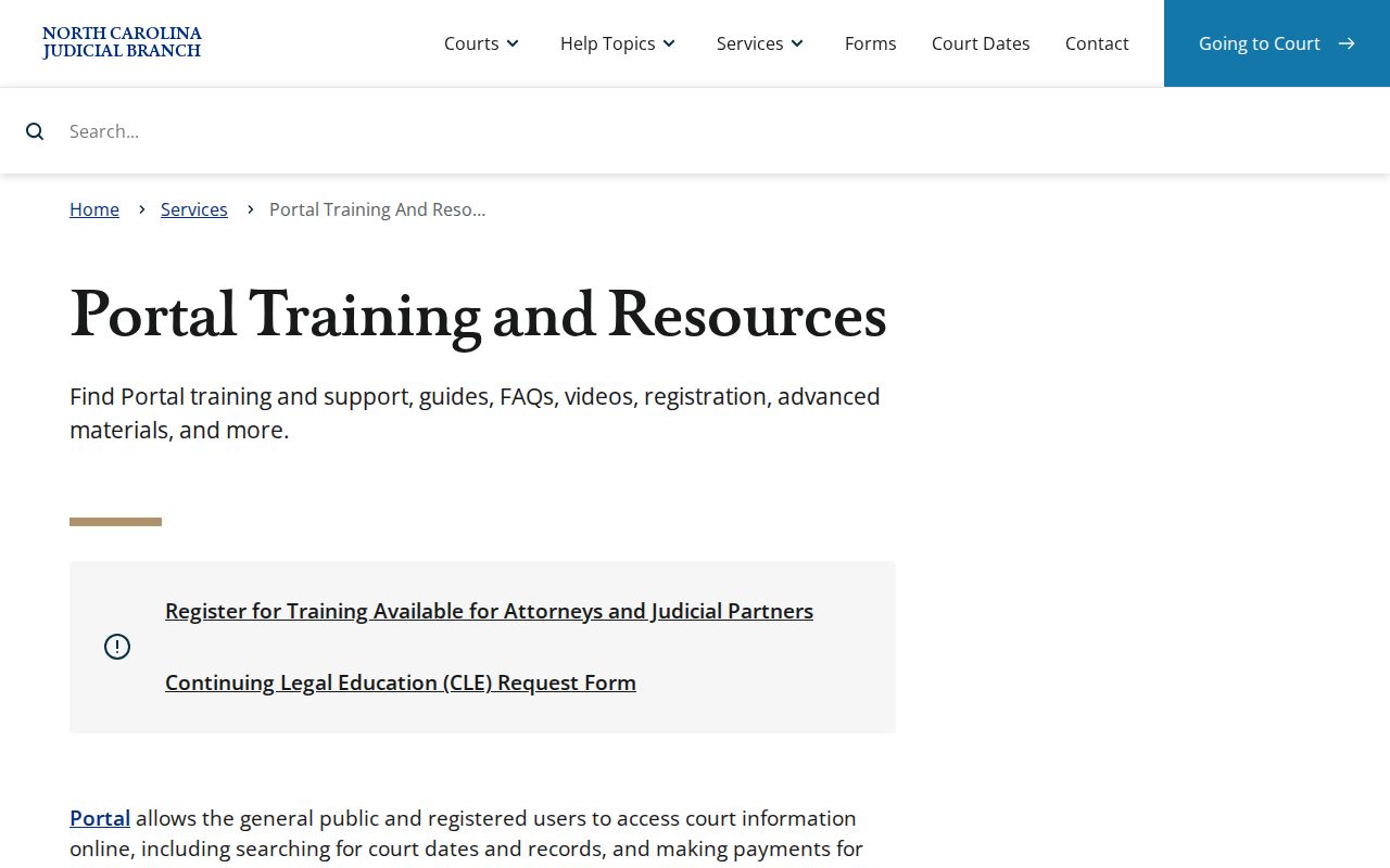 North Carolina criminal court case Portal search guide