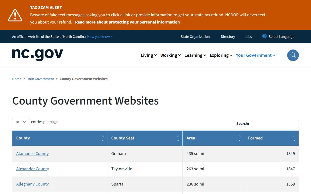 North Carolina criminal records county directory source
