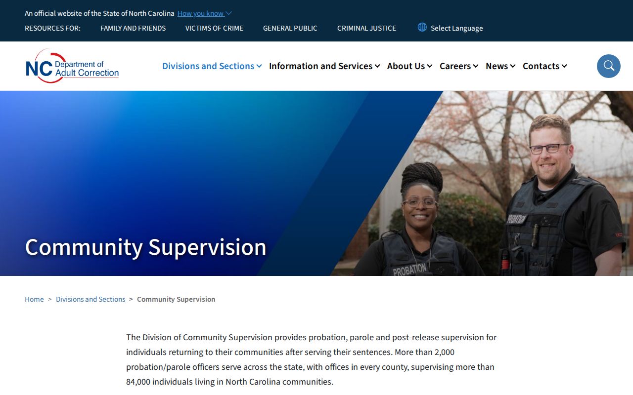 North Carolina criminal records and NCDAC community supervision